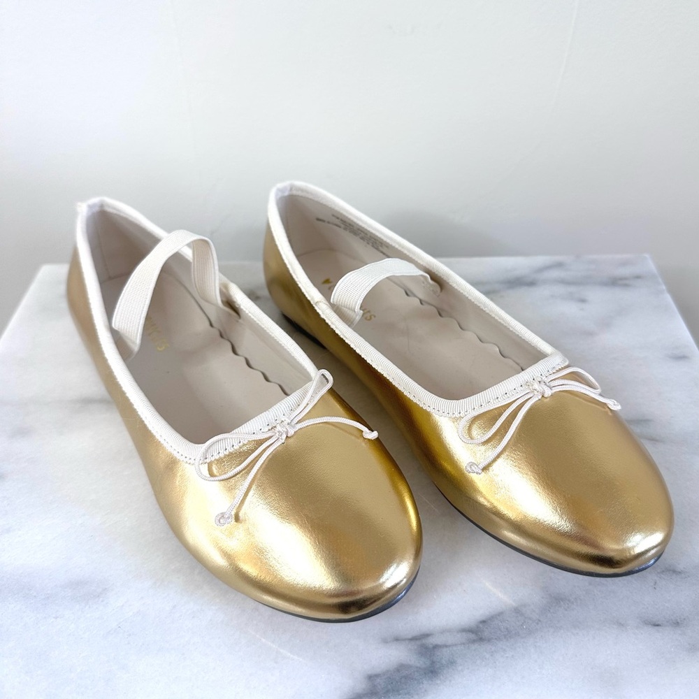 J Crew- Crewcuts Metallic Gold Ballet Flats, Kids Size 3, Brand New